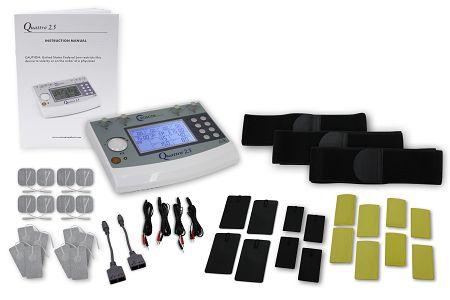Quattro 2.5 Clinical Electrotherapy Unit with TENS, EMS, IF 2 Pole, IF 4 Pole, and Russian Stim with Extra Supplies