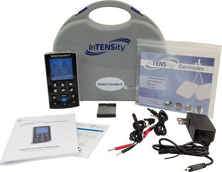 InTENSity Select Combo II - Rechargeable TENS, EMS, IF, & Russian Stim 4-in-1 Combo Unit with 12 Preset Body Icons & Multiple User Settings